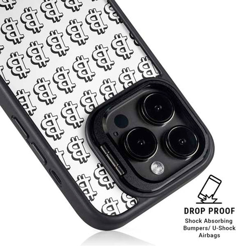 Bitcoin Pattern iPhone 15 Pro Kickstand Case